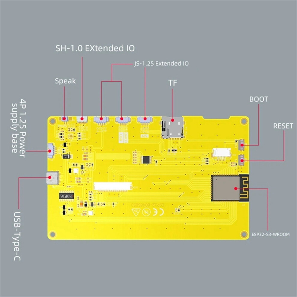 Esp32-S3 7-Inch 800X480 Tn Rgb Lcd Tft Hmi 8M Psram 16M Flash Smart Display Mcu Wifi Bluetooth Module (With Touch) 4852131848206