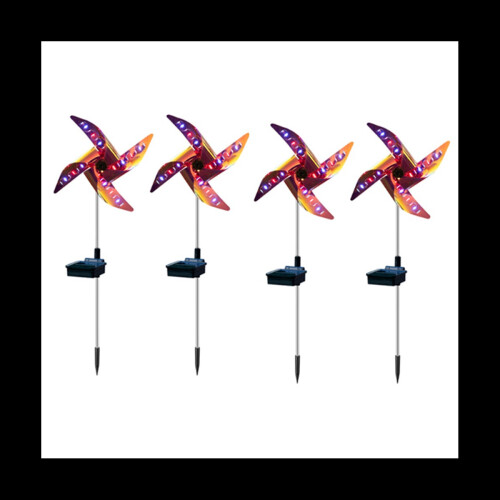 4Pcs Solar Powered Outdoor Windmill Lamp Holiday Lights 32LED Spot Light Garden Decor Windmill Waterproof Night Light