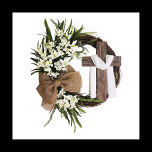 Easter Wreath Door Hanging Decoration with , Bouquet Garland for Front Door Decor, Simulation Plant Flower,A