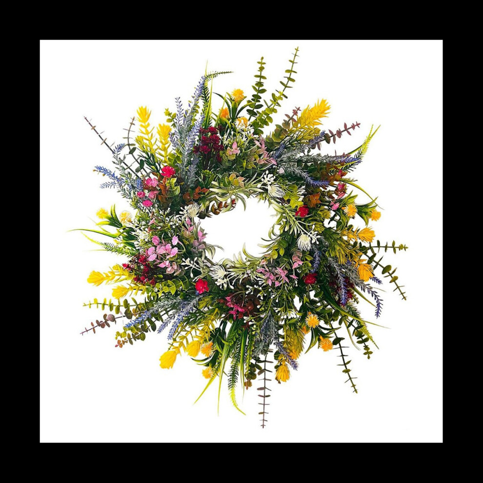 Spring Wreaths for Front Door 18in Outside Welcome Summer Flowers Weatherproof Greenery All Seasons Round Wreaths