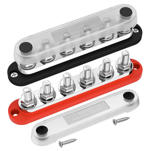 300A Automotive Busbar 12V Power Distribution Block M10 Terminal 48V DC Automotive and Marine Positive Grounding Bus