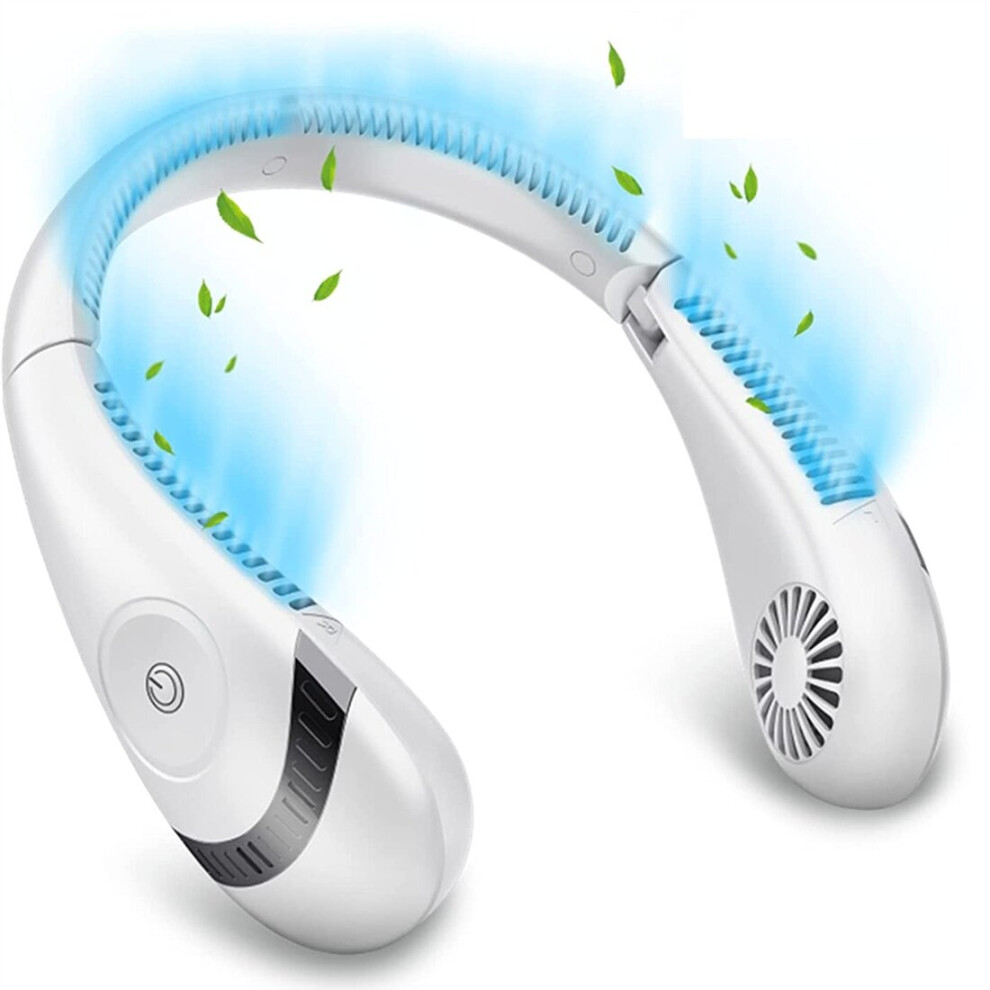 Portable Neck Fan,Foldable Bladeless Neck Fan,5000MAh Hands Free Fan,3 Speed ??Adjustments,360 Degree Airflow Fan,White