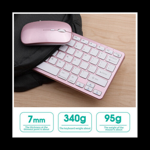 Wireless Bluetooth Keyboard Mouse Three Mode Keyboard Rechargeable Keyboard Mouse Support Tablet Laptop Computer Pink 2
