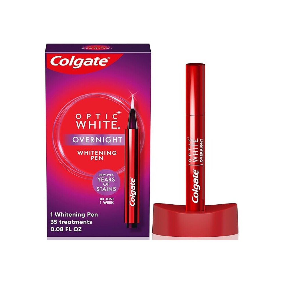 Colgate Optic White Overnight Teeth Whitening Pen, Teeth Stain Remover To Whiten Teeth, 35 Nightly Treatments