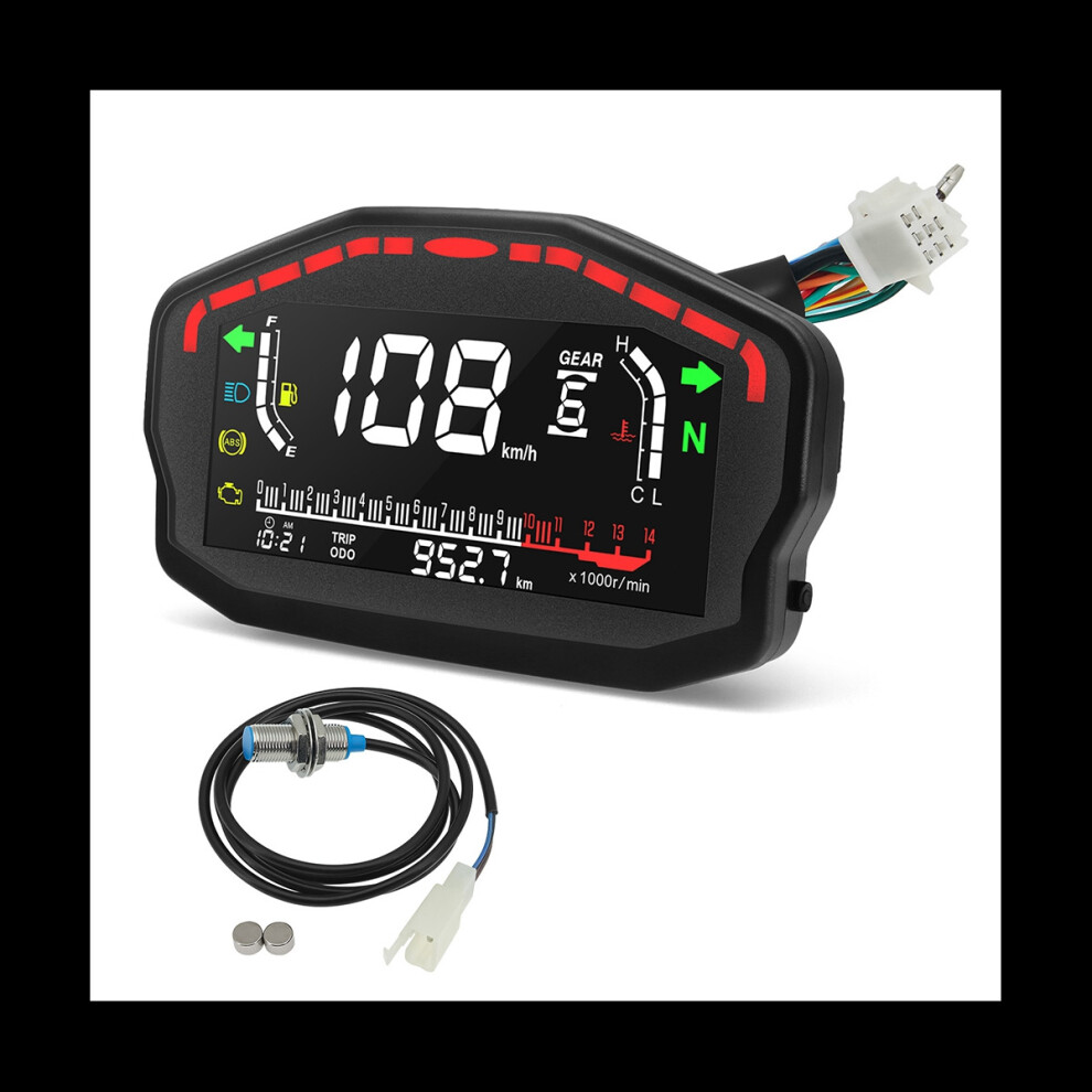 Motorcycle Digital Dash Digital Panel Universal Led Lcd Speedometer Odometer 1,2,4 Cylinders Light 4851302148138