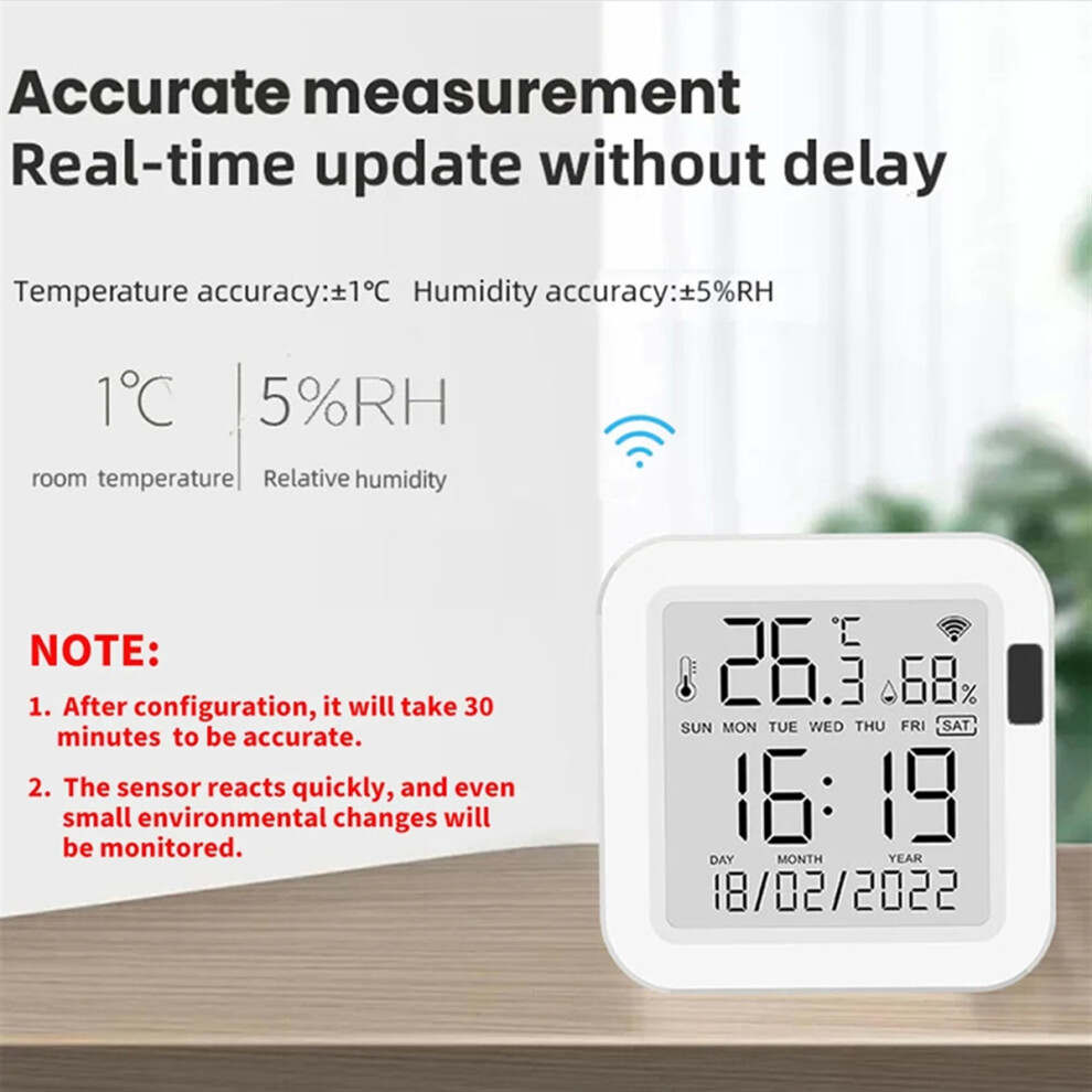 Tuya Temperature And Humidity Sensor With Backlight For Smart Home Var Wifi Smartlife For Alexa Google Assistant 4852131877121