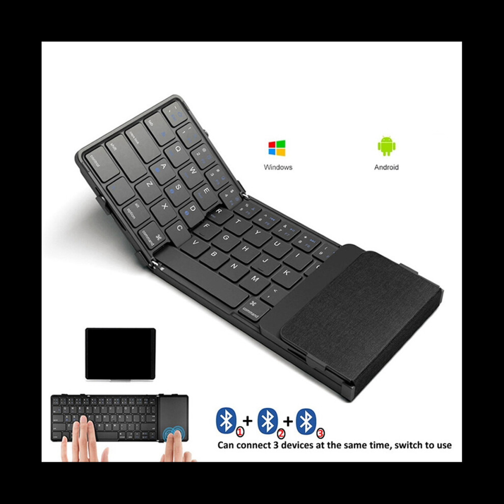 Foldable Bluetooth Keyboard Tri-Folding Wireless Keyboard With Touchpad Rechargeable Keyboard For Windows Ios Android 4851302178517