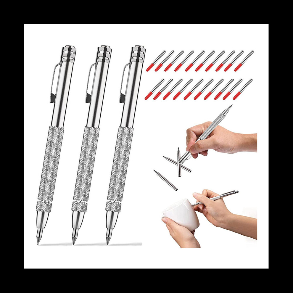 3Pack Scribe Tool With Magnet,Tungsten Carbide Scriber With 20 Replacement Marking Tip,For Glass/Ceramics/Hardened Steel 4851084517726