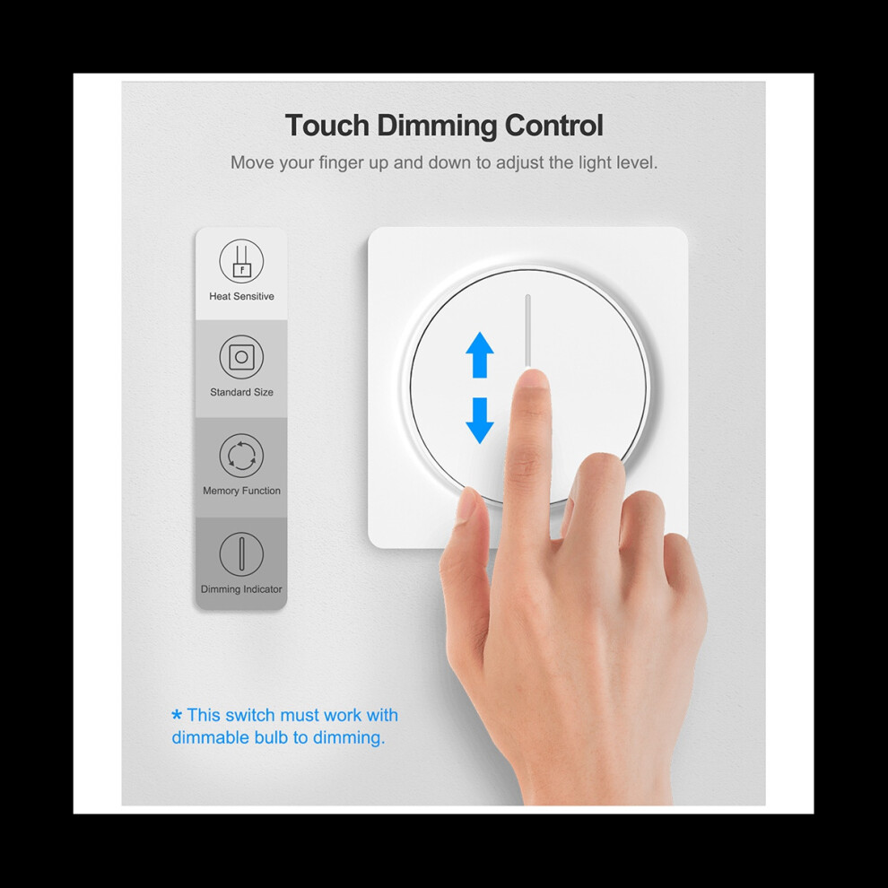 Tuya Smart Wifi Dimmer Light Switch,Touch Dimming Panel Wall Switch 100-240V,Works For Alexa Google Home 4852131802628