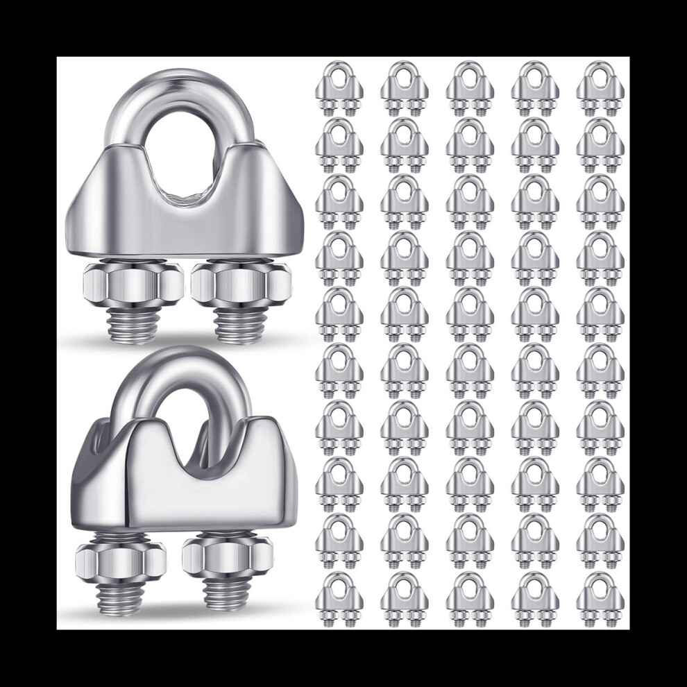 50Pcs 1/8 Inches M3 Stainless Steel Wire Rope Cable Clip Clamp 304 Stainless Steel Wire Rope Clamp Clip Wire Cable Clamp 4851302178654