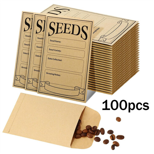 100Pcs Seed Envelopes 3.1X4.7 Inch, Seed Envelopes Brown Paper Seed Packets Envelopes for Storage Vegetable 1