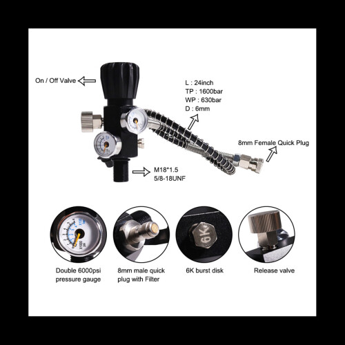 JUJIAN PCP Tank Dual Gauge Charging Valve Air Filling Station Refill
