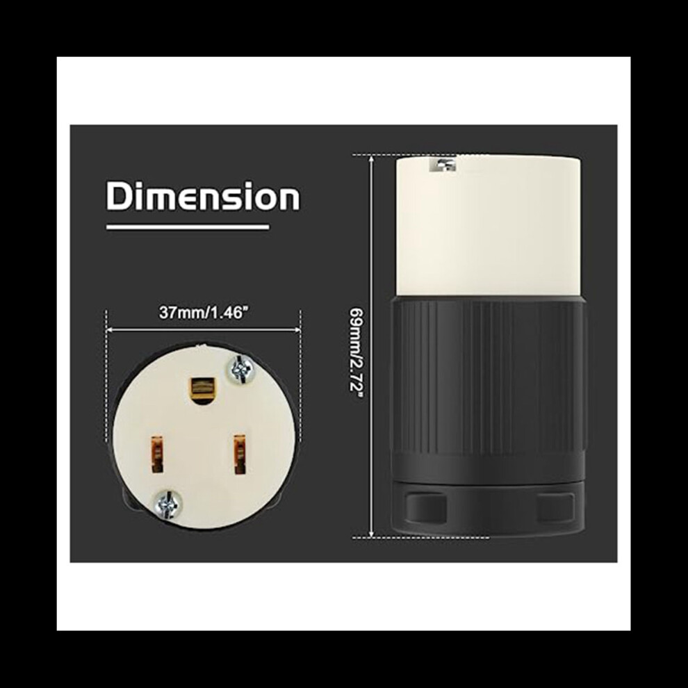 2-Pack Nema 5-15R Cord Connector Receptacles Outlet Female Plug Replacement Cord Outlet 15 Amp 125 Volt 2 Pole 3 Wire 4851302176360