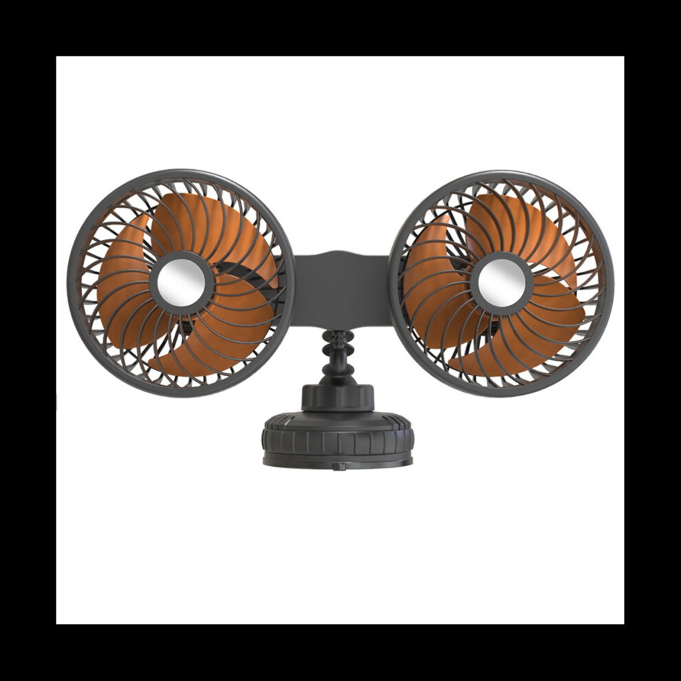 24V/12V Car Fan Cooling Circulator 360 Degree-Rotation Mini Dual Head Usb Charging Electric Car Fans 3 Speeds Adjustable 4852131855402