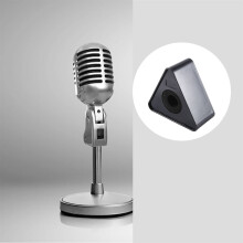 10Pcs Microphone MarkFlag Mic Station-Cube Triangle Interview Box Stand Flags Shaped Holder Reporter Injection,Black