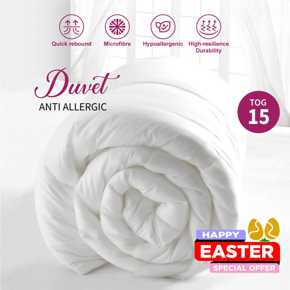 (15 Tog Single Duvet ) 15 Tog Duvet Winter Warm Lightweight Duvets & Quilts