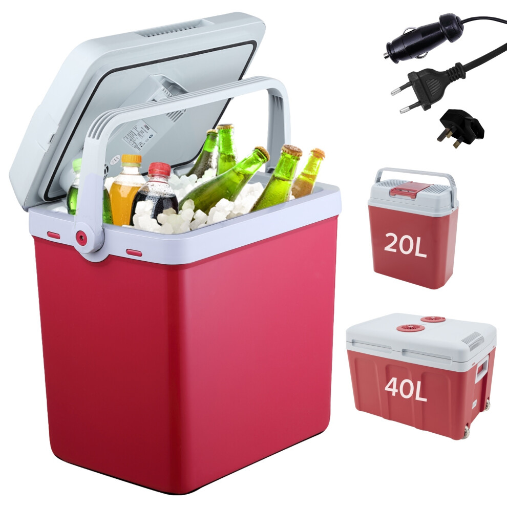AREBOS 25 L cool box | for cooling and keeping warm | mini fridge | thermo-electric cool box | with ECO mode |12/230 V for car and plug socket  red