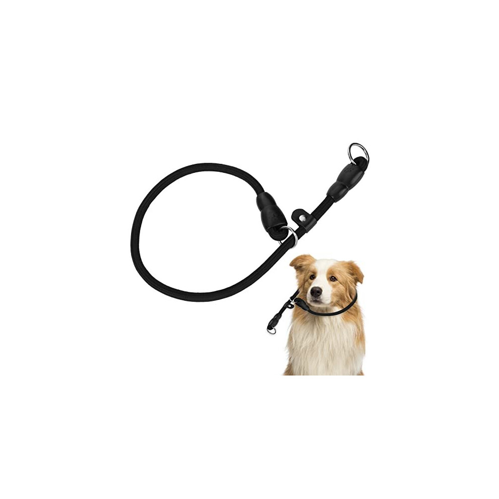 TIESOME Slip Collar Dog Training Choke Collar, Round Nylon Rope Collar No Pull P-Collar for Small Medium Large Dogs (Black M)