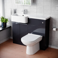 Nes Home 1000mm Dark Grey LH Freestanding Cabinet with Basin, WC Unit & Toilet