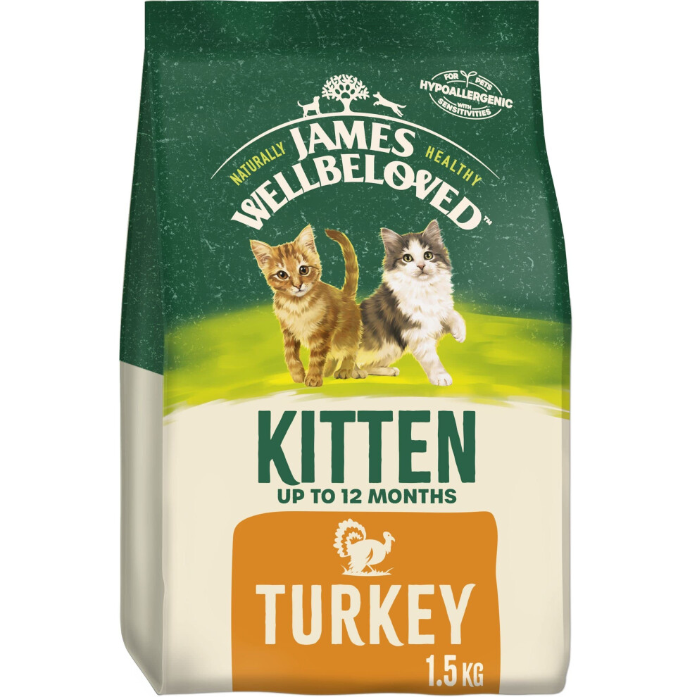 James Wellbeloved Junior Turkey 1.5 kg Bag, Hypoallergenic Kitten Dry Cat Food