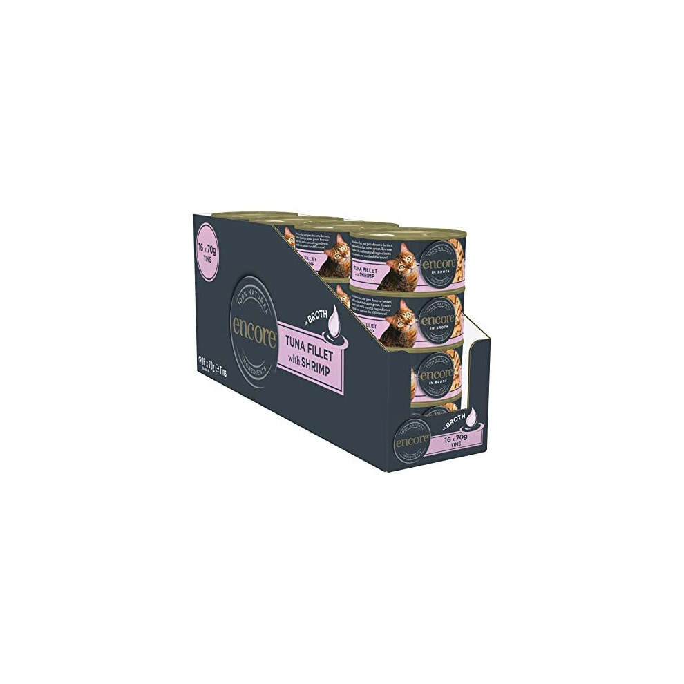 Encore 100% Natural Wet Cat Food: Tuna With Shrimp, 70G Tin, Pack Of 16 (Enc4003)