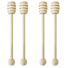 4pk Wooden Honey Spoon 16cm Syrup Pot Wood Dipper Drizzler Stick