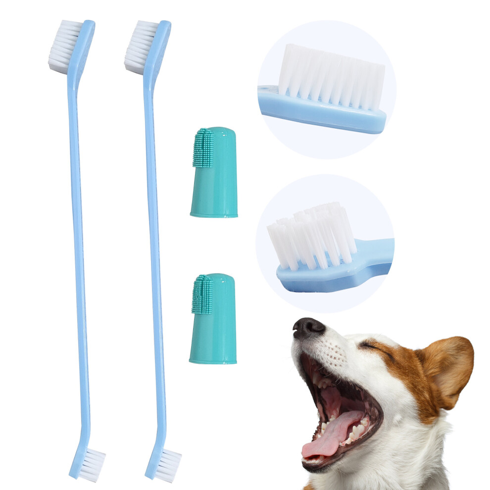 4 Dog Toothbrush Finger 4 Double End Pet Brush Soft Cat Dental Care