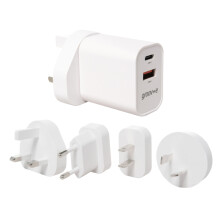 Groov-e USB-C & USB-A Mains Charger 20W with Worldwide Travel Adaptors