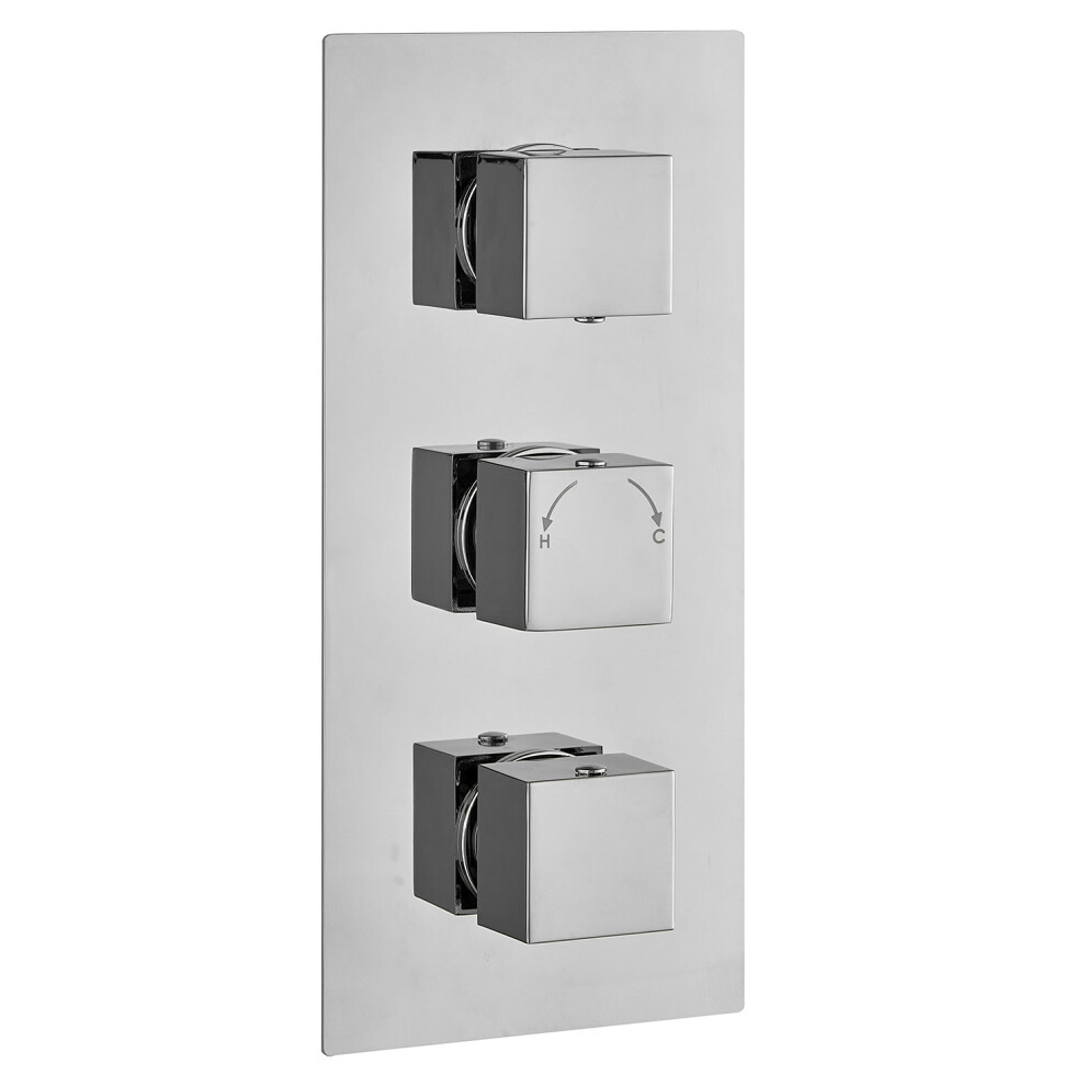 Premium Concealed Thermostatic Shower Mixer Valve 2 Outlets 3 Handles