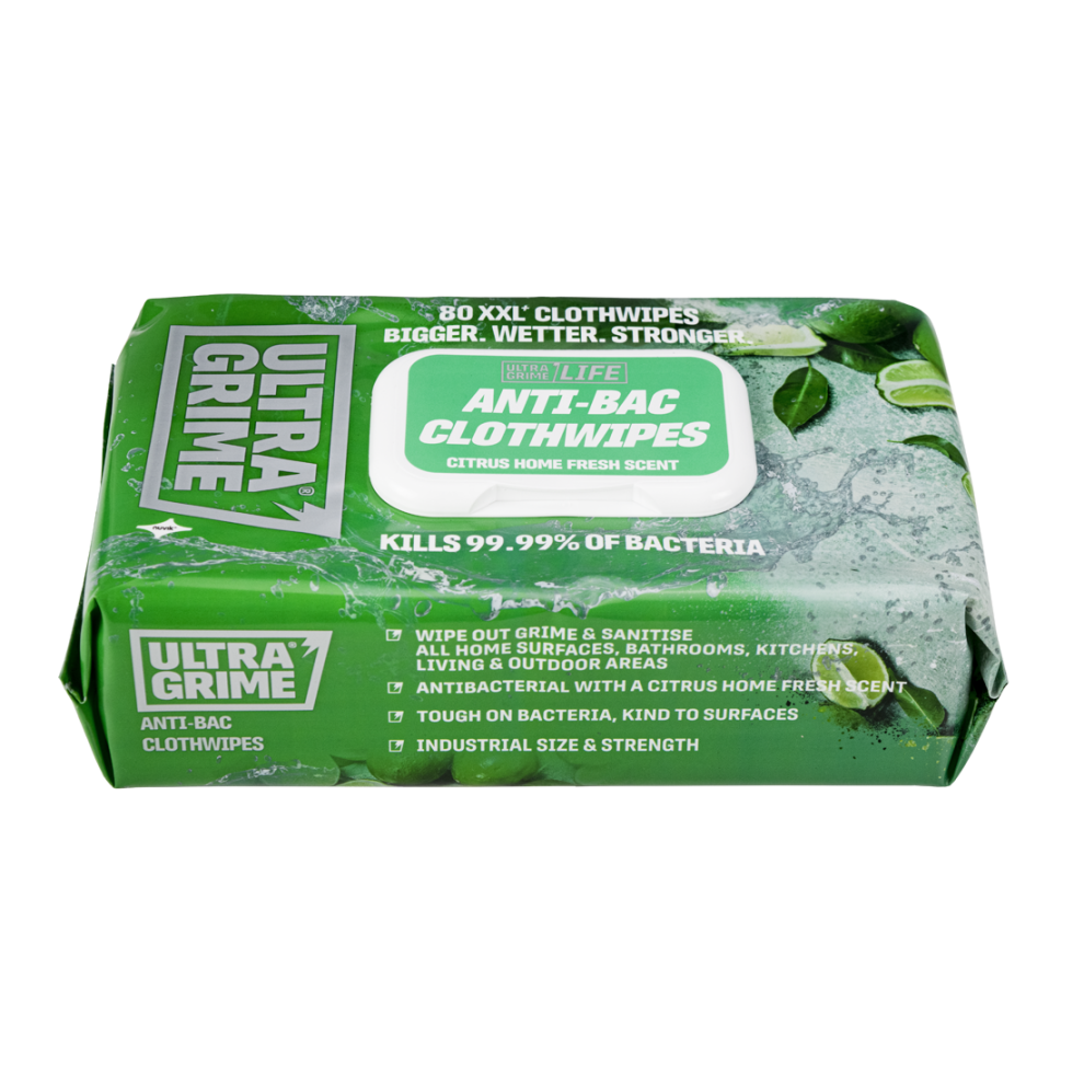 UltraGrime LIFE Anti-Bac XXL+ Clothwipes 80 Pack - Rip-top Display Box 5640 X 6