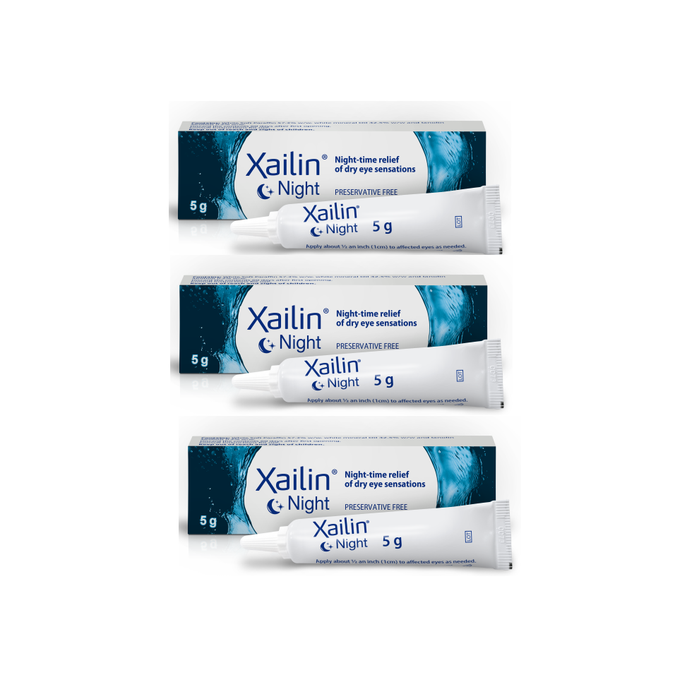 Xailin Night Lubricating Eye Ointment Tube Vison Health Presevative Free 5g X 3