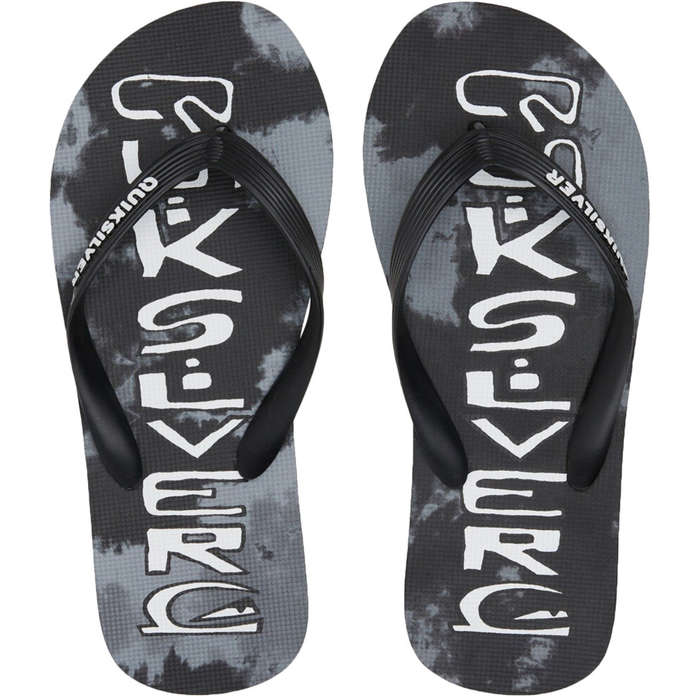 (13K UK, Black) Quiksilver Kids MoloKai Acid Drop Summer Beach Sandals Thongs Flip Flops - Black
