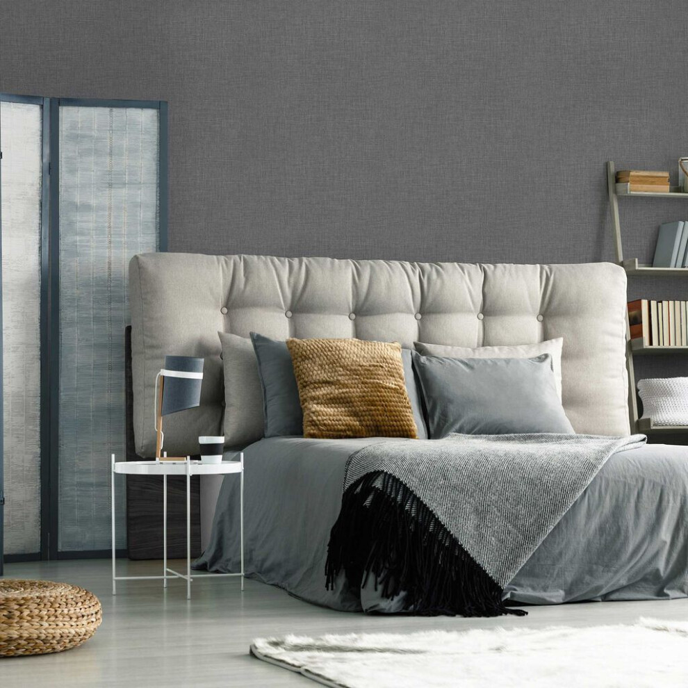 Superfresco Linen Glitter Plain - Charcoal Wallpaper (WAS 18.99)