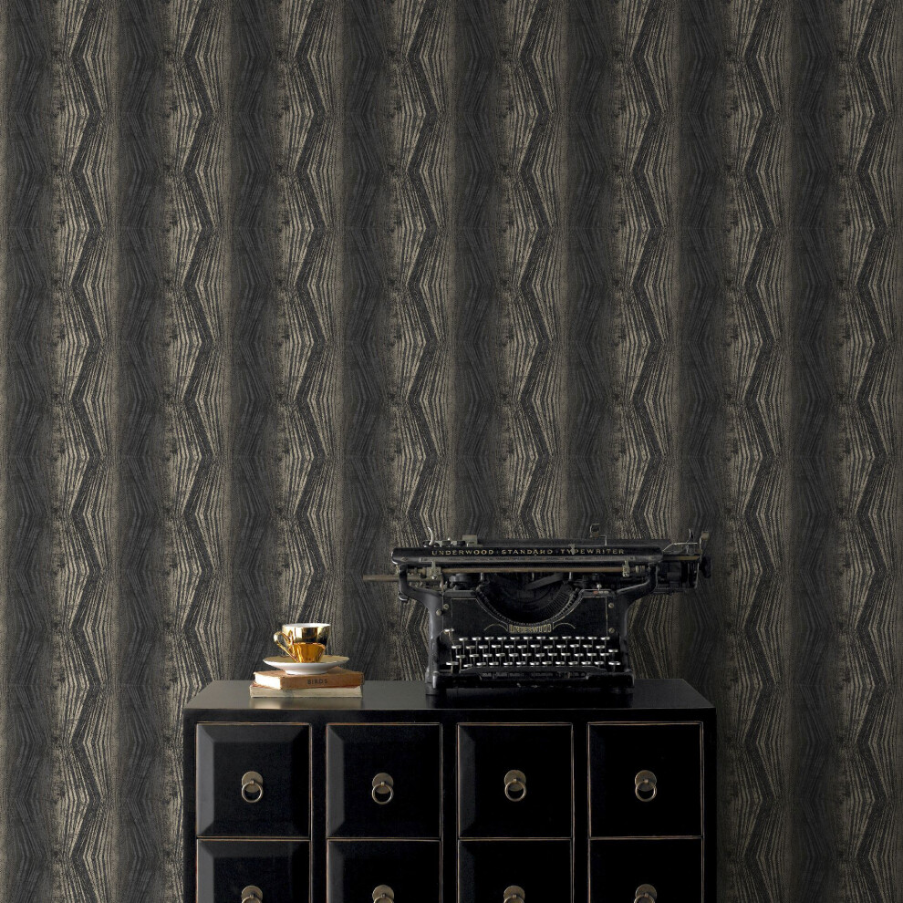 Boutique Charcoal Vermeil Stripe Luxury Wallpaper (Was 21)