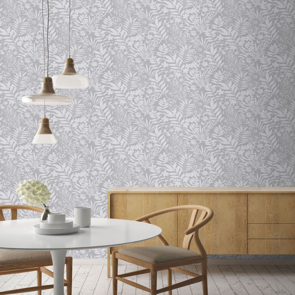 Boutique Silver Palm Springs Floral Trail Wallpaper (Was 27)