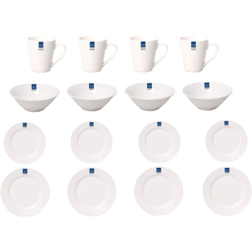 16 Pcs Ceramic Solar White Serving Dinner Set Tableware Salad Plates Bowls Cups 1