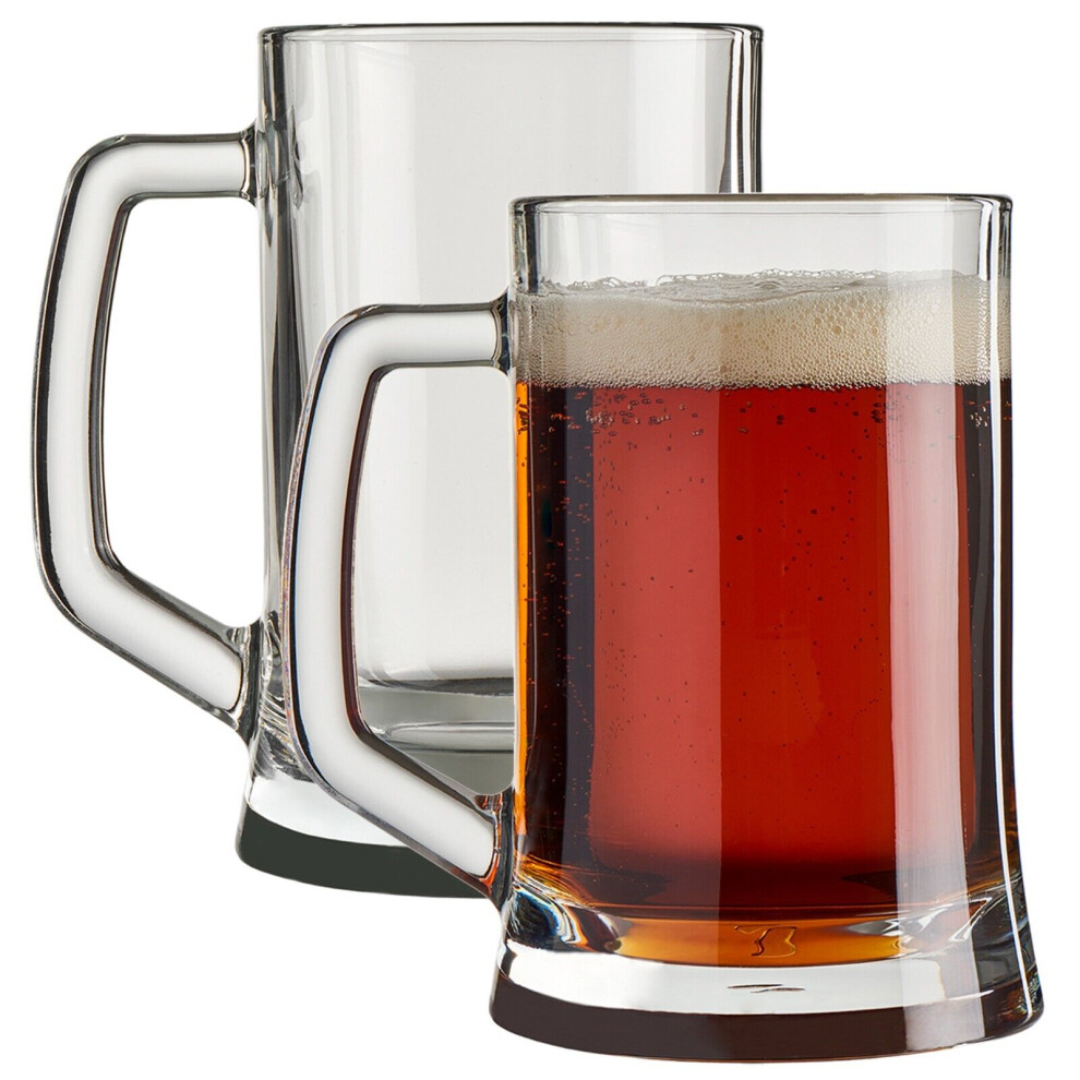 (2 x 500ml ) 380/500ml Pub Style Beer Mugs Glasses Tankards Barware with Handle
