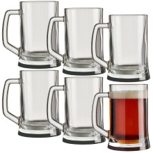 (6 x 500ml ) 380/500ml Pub Style Beer Mugs Glasses Tankards Barware with Handle