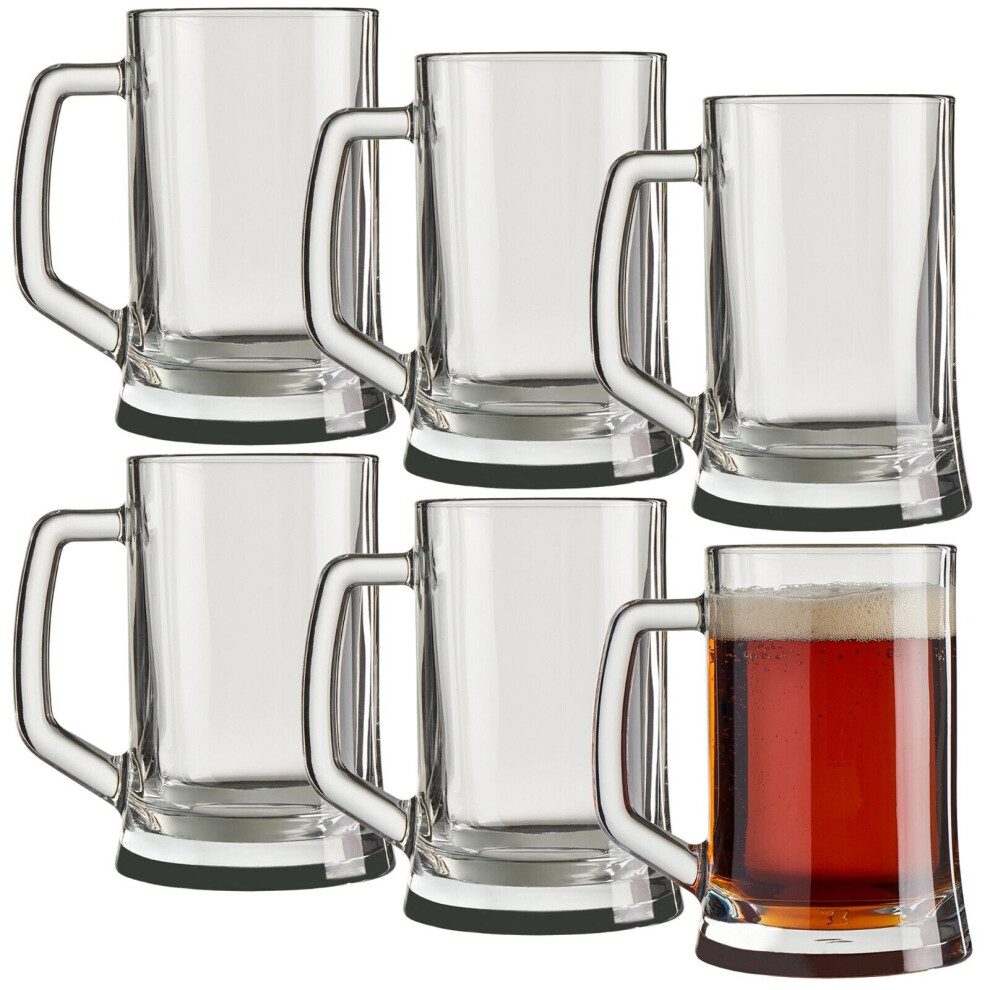 (6 x 500ml ) 380/500ml Pub Style Beer Mugs Glasses Tankards Barware with Handle