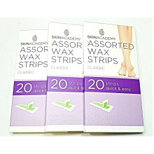 60 PCS (20 PCS X 3 PK) SKIN ACADEMY ASSORTED WAX STRIPS BODY HAIR REMOVAL LEGS ARMS