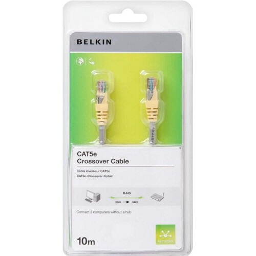 Belkin Belkin CAT5e Network Cable 10m RJ45 Crossover Cable 10M - Yellow/Grey
