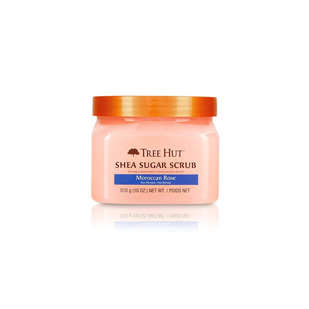 Tree Hut Moroccan Rose Shea Sugar Scrub 18 Oz - Certified Organic Shea Butter, Moroccan Argan Oil, Paraben & Formaldehyde-Free