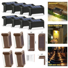 (16Pcs Black, Warm White) LED Solar Powered Fence Wall Lights Step Path Decking Outdoor Garden Lamp