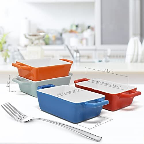 Set of 4 Mini Rectangle Ceramic Baking Dish 1