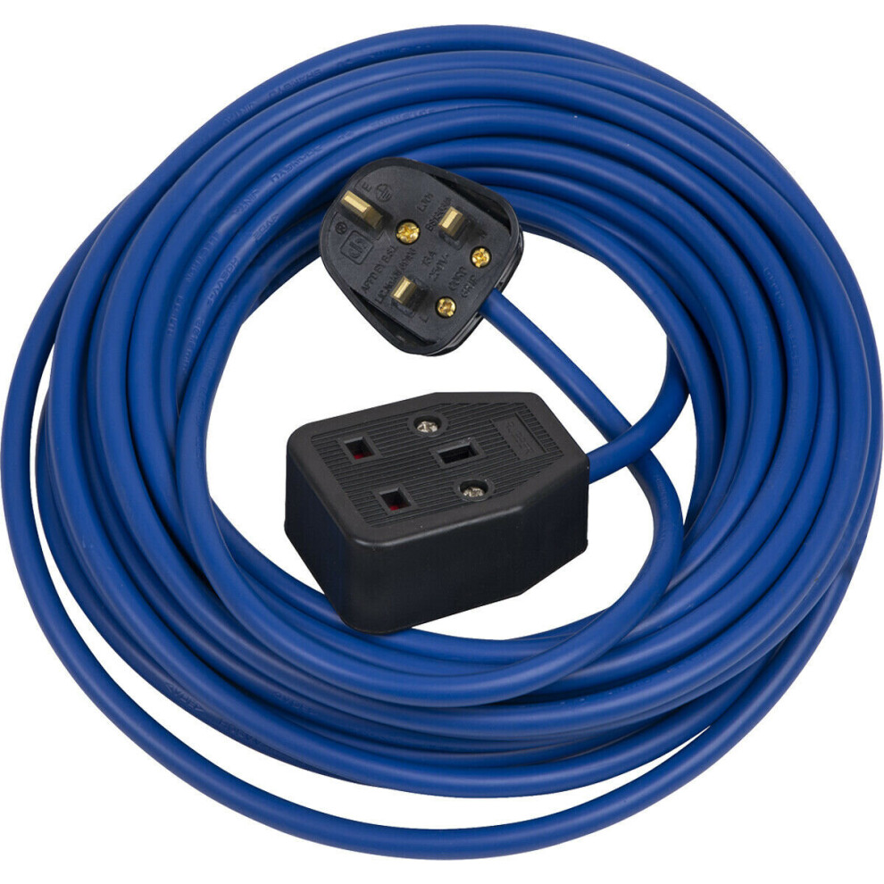 14m Extension Lead Fitted with 13A 240V Plug - Single 240V Socket - BS EN 60309
