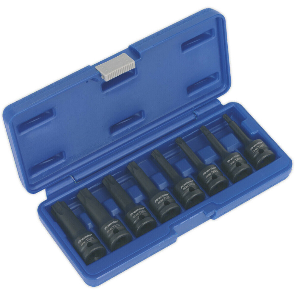 8 Piece Impact Socket Bit Set - 1/2" Square Drive - TRX-Star - Chromoly Steel