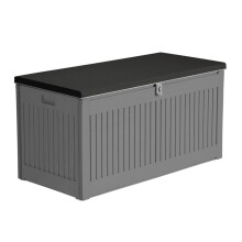 Airwave Outdoor Plastic Garden Storage Box 270L Storage Bench with Wood Effect