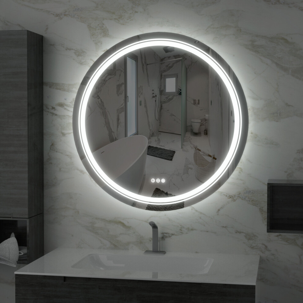 800x800mm Backlit LED Mirror Wall Mounted Round Bathroom Mirror