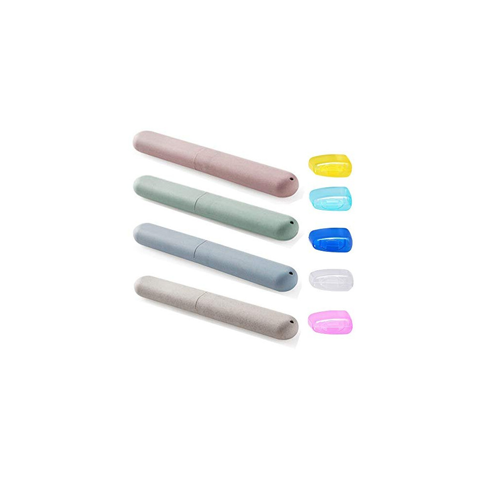 Lamondre 4Pcs Travel Toothbrush Case + 5Pcs Toothbrush Head Cover, Replacement Plastic Toothbrushes Holder Portable Toothbrush Storage Cover For
