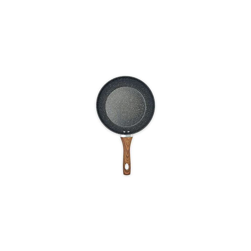 Non-Stick Copper Frying Pan with Wooden Handles | Suitable for Induction, Electric and Gas Hobs | Stone Frying Pan | Anti-Scratch Pans | Non